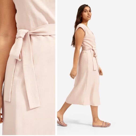 EVERLANE The Japanese GoWeave Short-Sleeve Wrap Dress in Rose NEW Size 00 - Picture 2 of 8